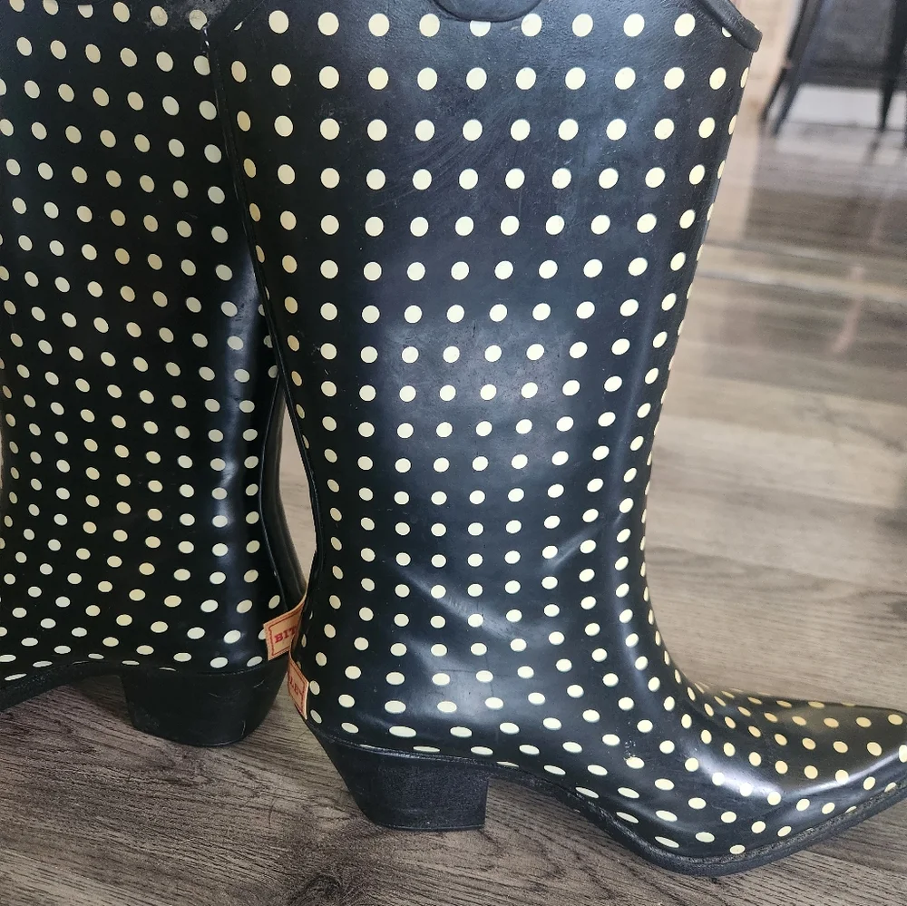 Brit and Bridle western cowboy polka dot rain boots - Picture 5 of 6